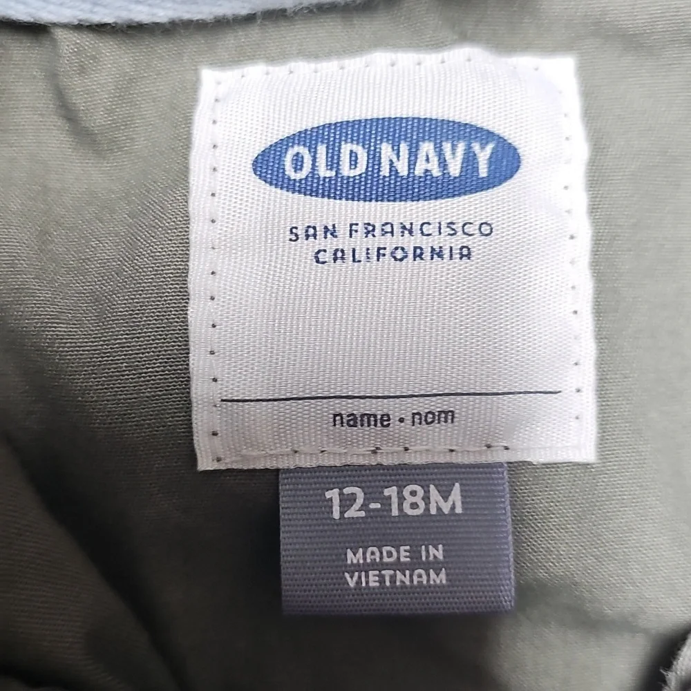 Old Navy Army Green Baby Utility Hooded Jacket 12-18